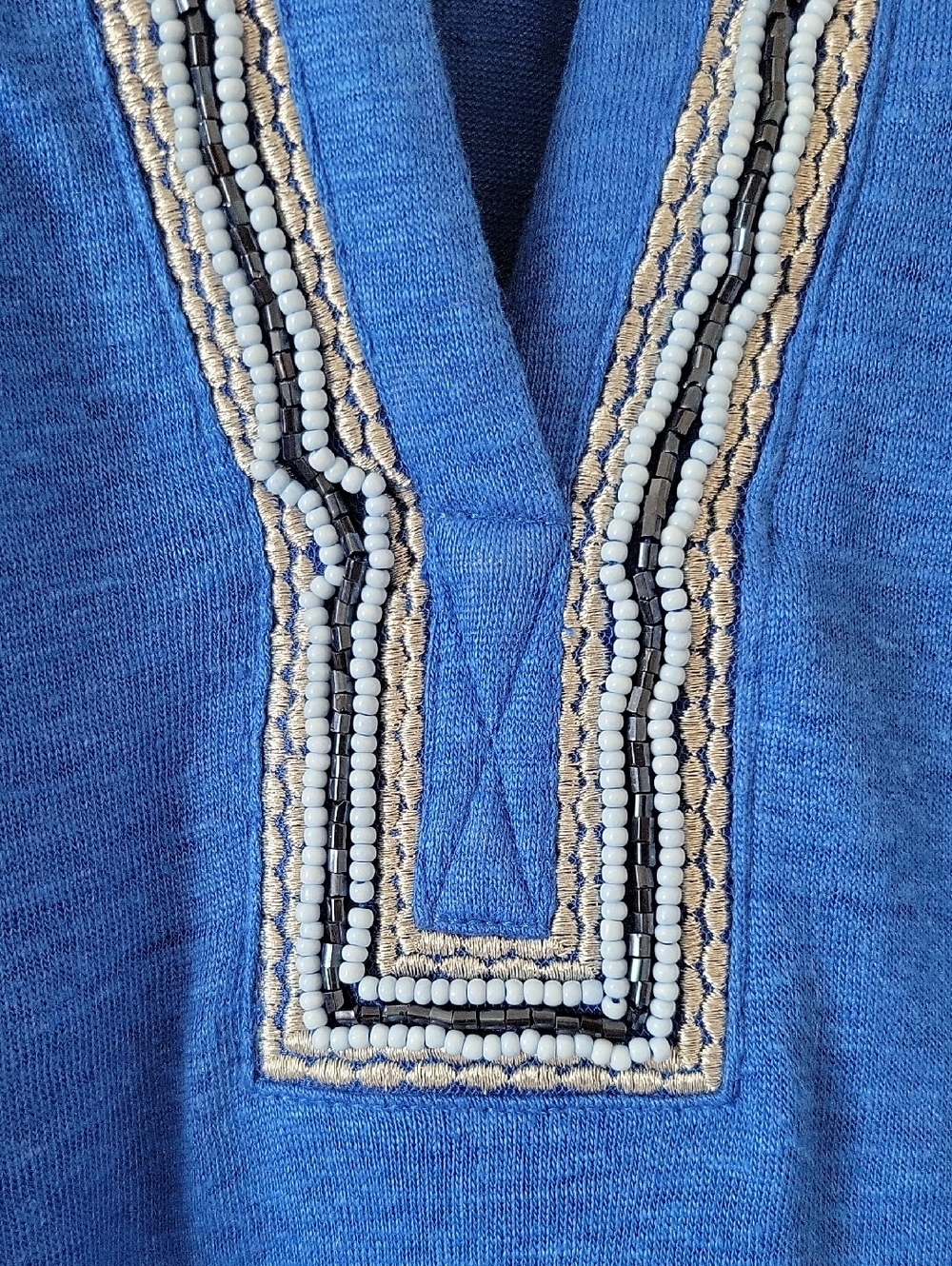 Chico's Blue Linen Embellished‎ Tunic Top Size XL - Picture 3 of 7